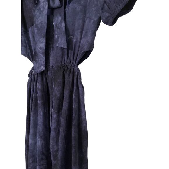 Likely Rosa Dress Womens 2 Indigo Blue Tie-Dye Puff Sleeve Maxi Cut Out Flounce - Picture 9 of 15